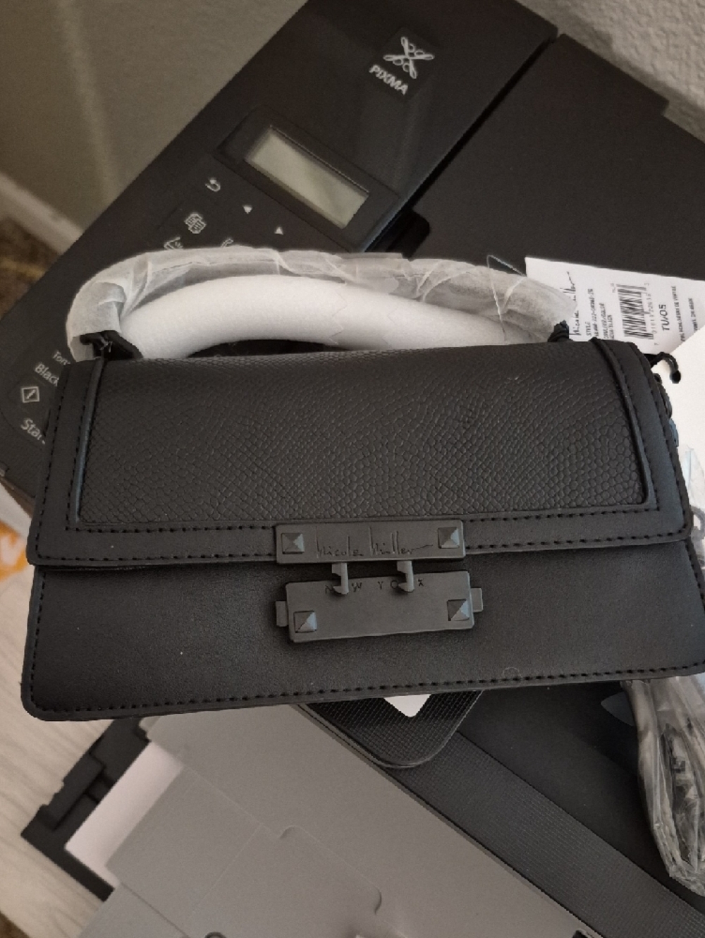 Nicole Miller Black Textured Top-Handle Crossbody - Picture 2 of 6